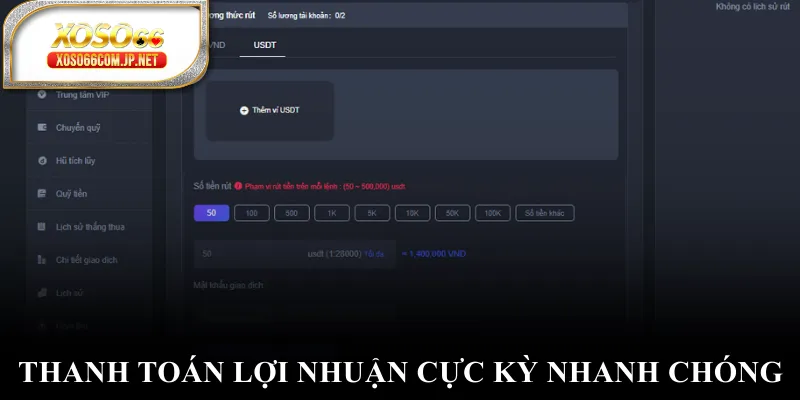 Thanh toán lợi nhuận cực kỳ nhanh chóng