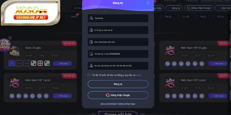 Thành viên dễ dàng đăng ký tài khoản nhà cái